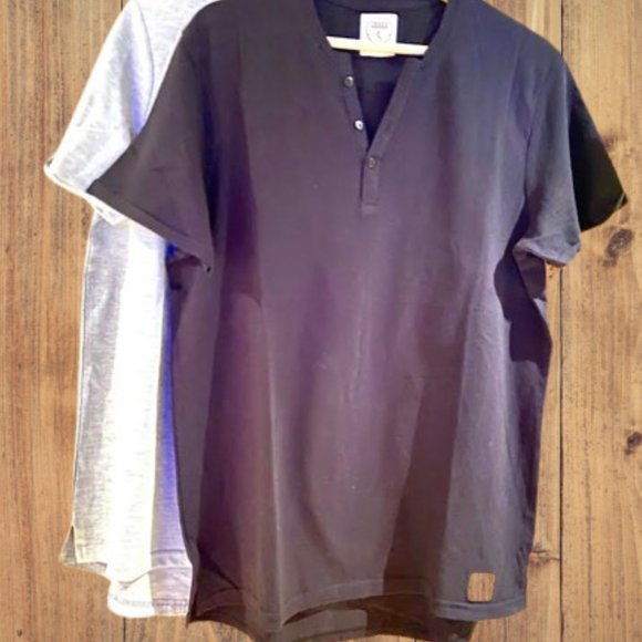 Y Neck Mens Cotton Pique Henley. Free Shipping - Picture 2 of 7